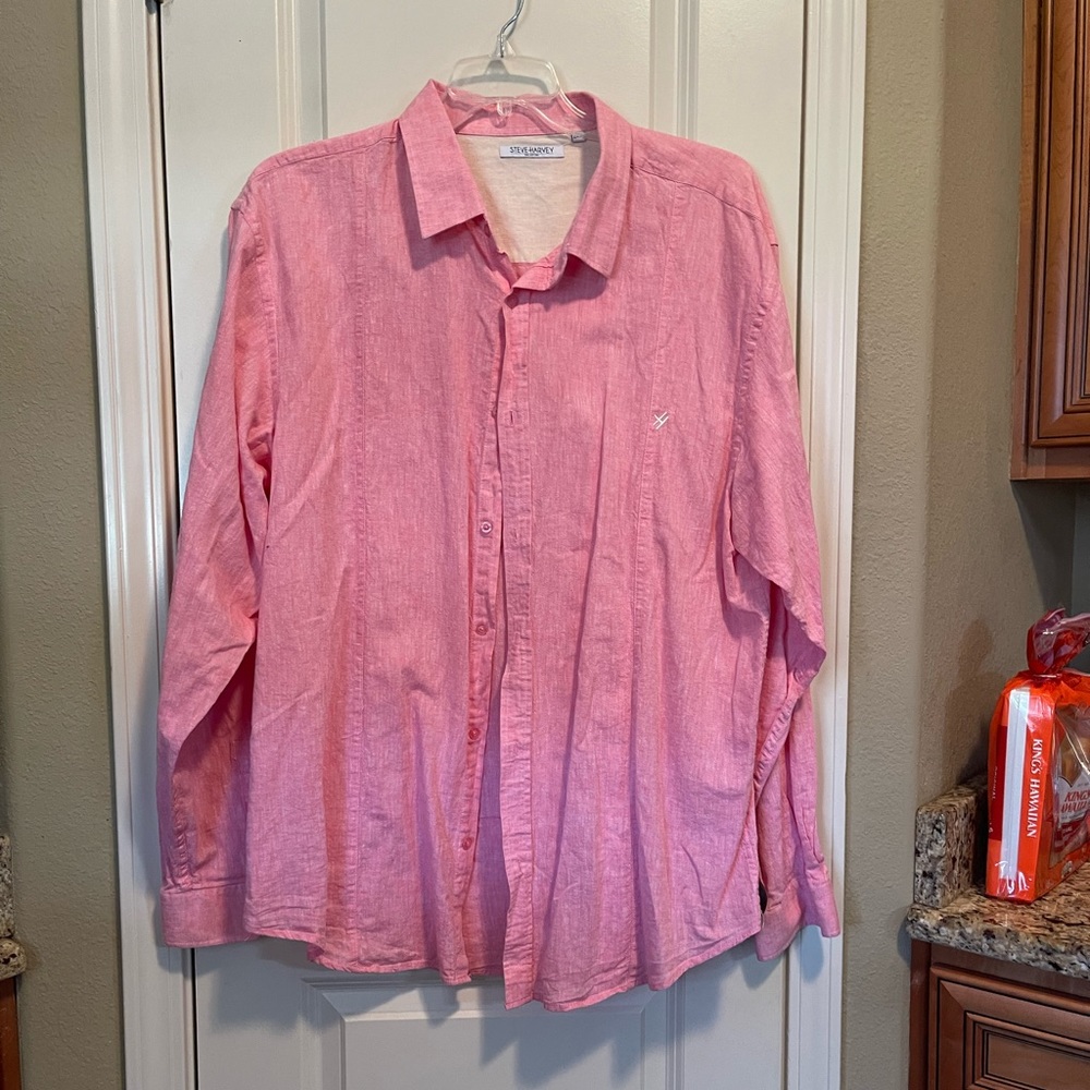 Mens Linen Blend shirt  Steve Harvey Shirt. 2XLT